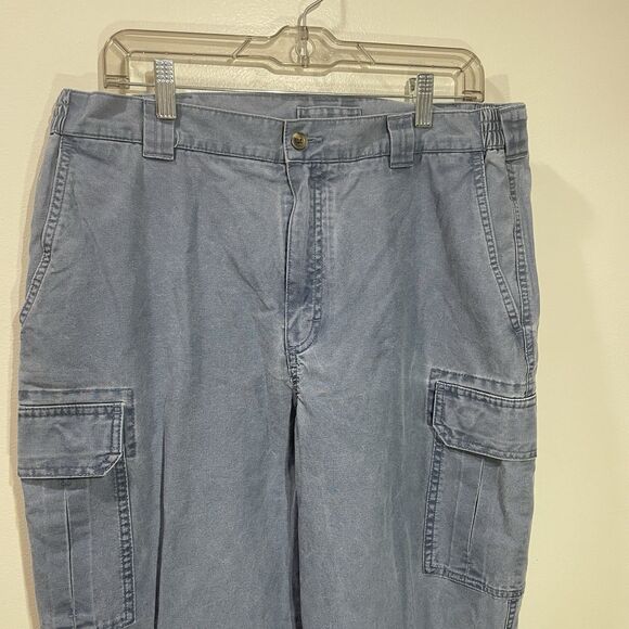 L.L. Bean Comfort Waist Cargo Pants Men’s Size 36 x 32 Blue Vtg Cotton LL Bean - Picture 2 of 9